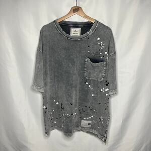 Maison Mihara Yasuhiro Geometric Embellished Bleached Pocket Tee size 46 / XL